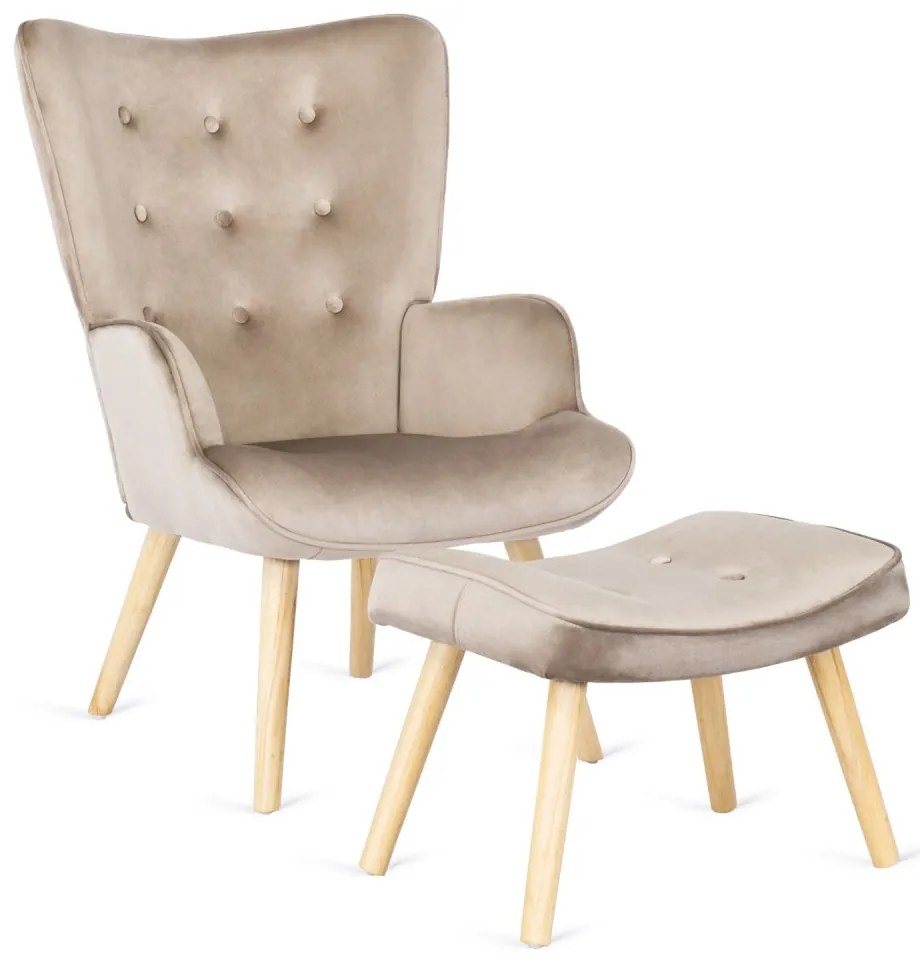 Удобен релаксиращ фотьойл с подложка за крака LOZANO - бежов