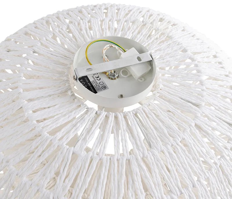 Ретро плафон бял въжен кръг - Lina