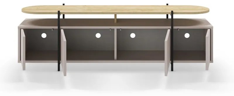 Масичка за телевизор в сиво и бежово от дъб 160x48 cm Hinoa - Marckeric