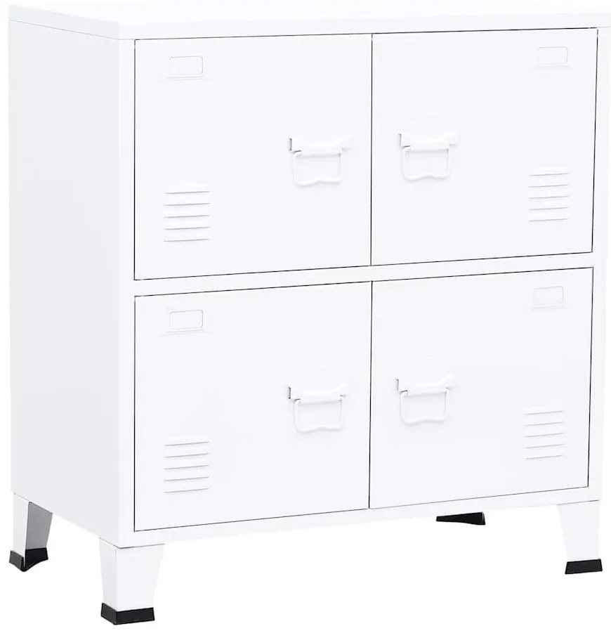 339626 vidaXL Индустриален скрин за съхранение, бял, 75x40x80 cм, стомана
