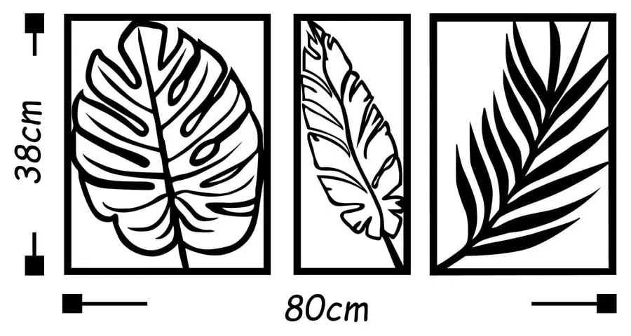 Метална декорация за стена 80x38 cm Leaf - Wallity