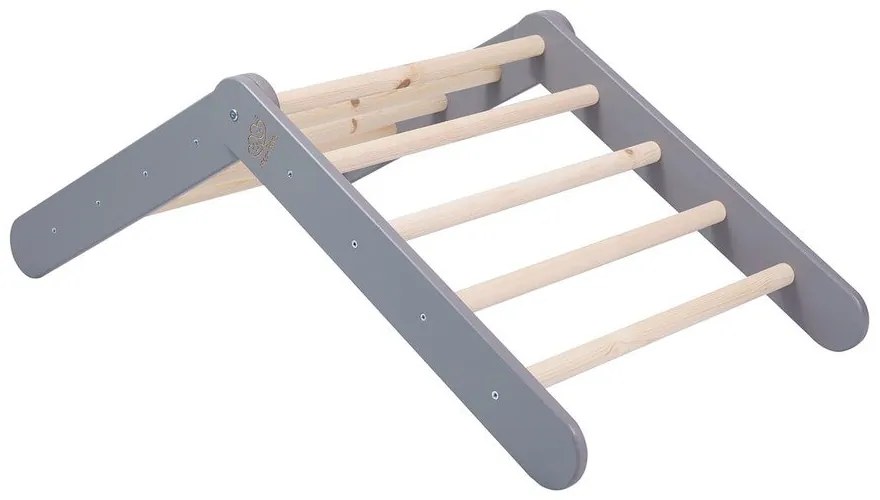 Сив пиклер триъгълник от масивен бор 46x87x60 cm Montessori – Meowbaby