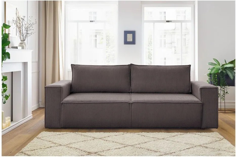 Кафяво-сив сгъваем диван от рипсено кадифе 245 cm Nihad – Bobochic Paris