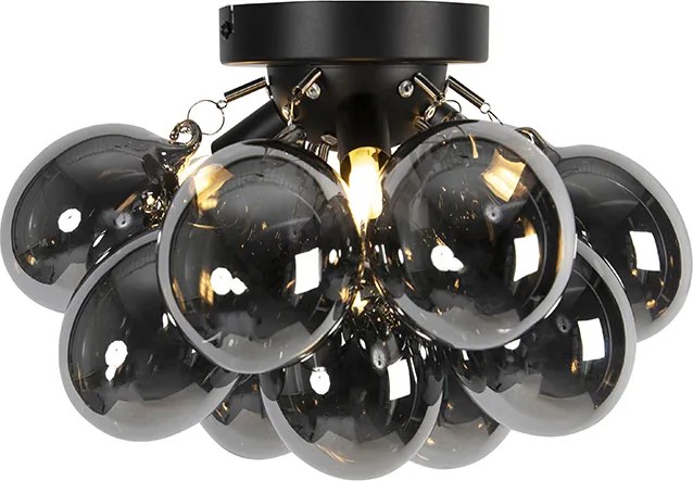 Интелигентна таванна лампа черна с димно стъкло 3 светлини вкл. 3 WiFi G9 - Uvas