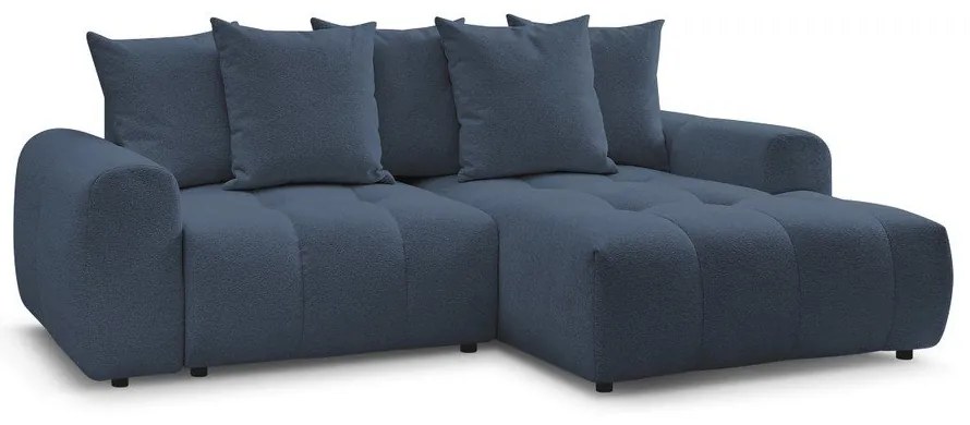 Син шенилов сгъваем/с място за съхранение ъглов диван (десен ъгъл) Roxelane – Bobochic Paris