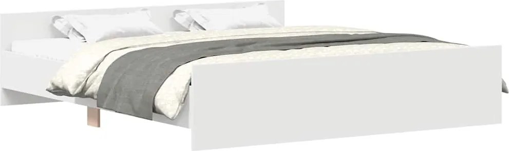 3203761 vidaXL Рамка за легло с горна и долна табла, бяла, 160x200 см
