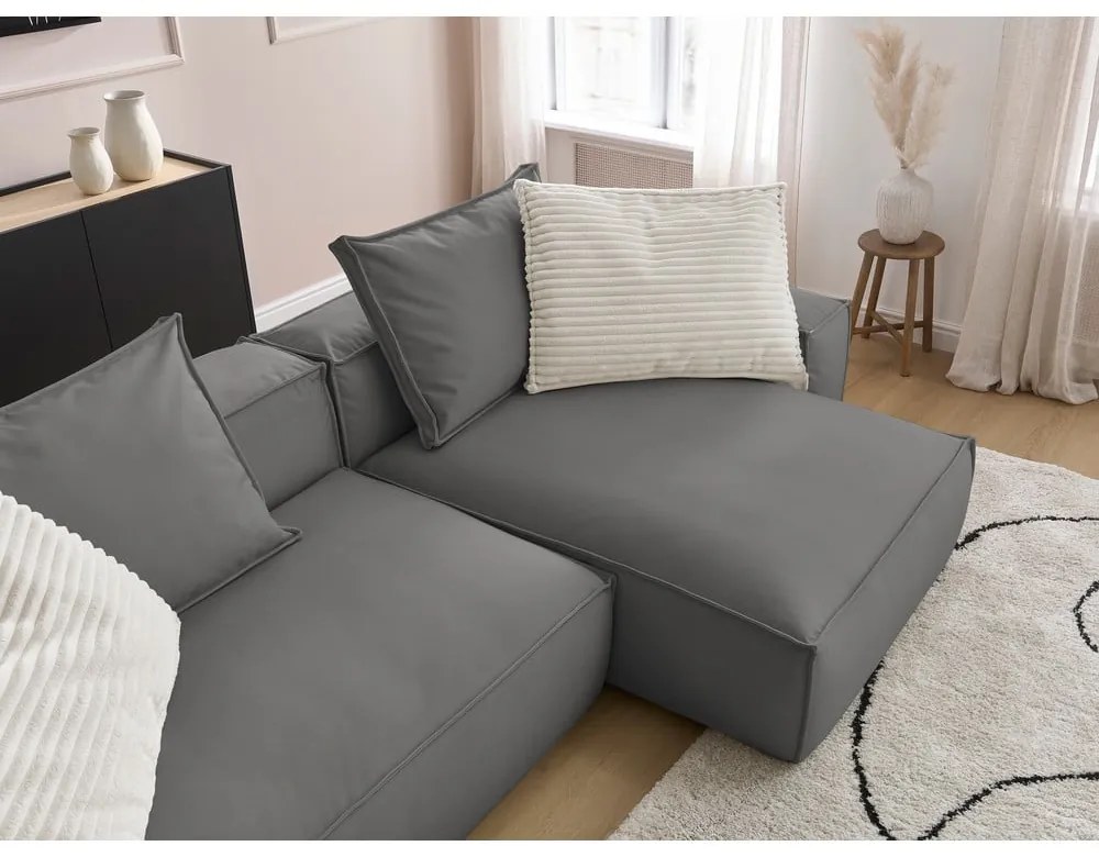 Сив ъглов диван от изкуствена кожа (променлив) Boheme – Bobochic Paris