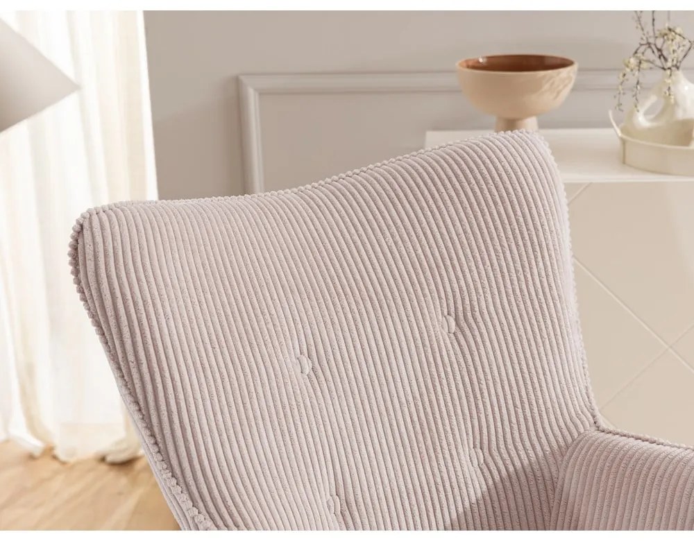 Светлорозово кресло от рипсено кадифе Niko – Ropez