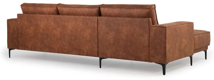 Кафяв ъглов диван от изкуствена кожа (ляв ъгъл) Copenhagen - Scandic