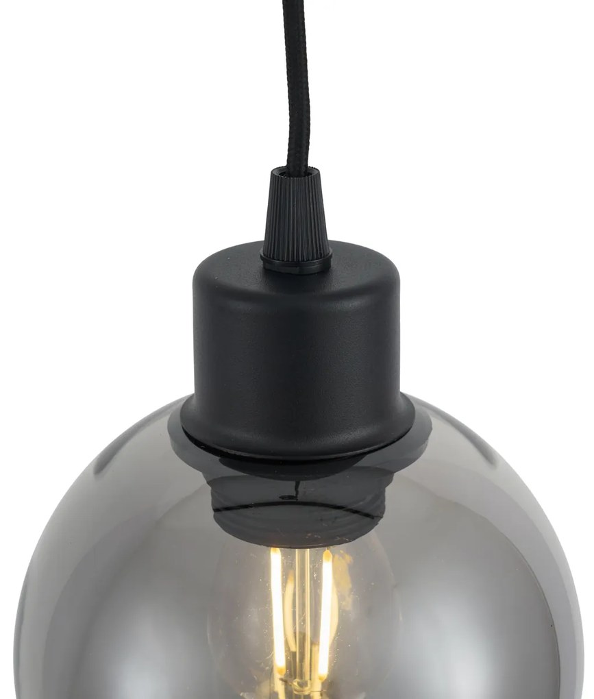 Модерна висяща лампа черна с димно стъкло за 1-фазна релсова система - Iconic Lava