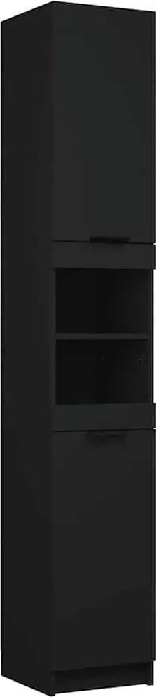 811323 vidaXL Шкаф за баня, черен, 32x34x188,5 см, инженерно дърво