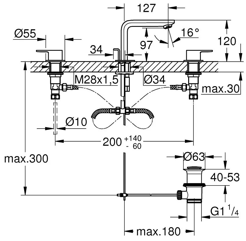 Кран за тоалетна Grohe Lineare New M-Size Μίκτης