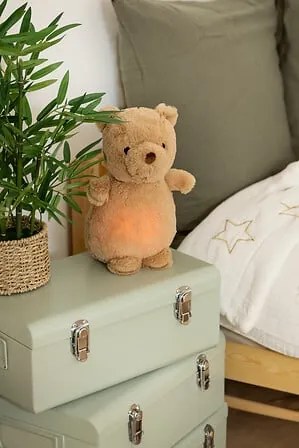 Детска плюшена нощна лампа с батерии atmosphera Bear, 16x27 cm, Светлина и звук