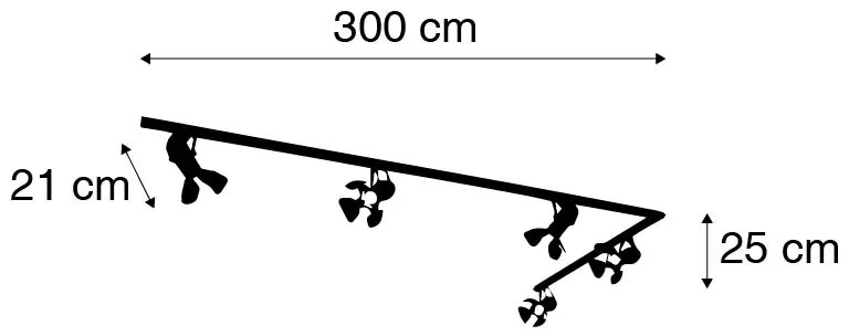 Интелигентна релсова система черна 5-лампи с включен WiFi GU10 - Movie