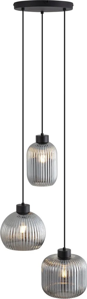 Интелигентна висяща лампа черна с димно стъкло 3 светлини вкл. WiFi A60 - Ana