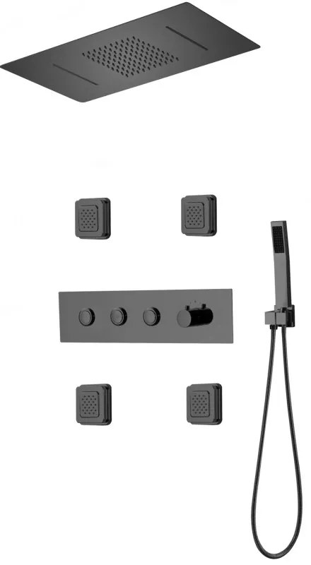 Mexen Soler вградена душ система, черна - 7601-04-70