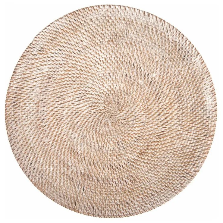 Бяла постелка от ратан , ⌀ 36 cm - Tiseco Home Studio