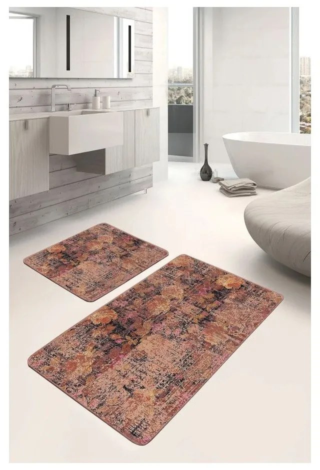 Кафяви кадифени килими за баня в комплект от 2 бр. 60x100 cm – Mila Home