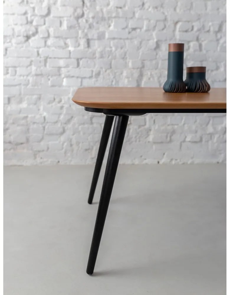 Трапезна маса от ясенова дървесина с черни крака , 180 x 90 cm Contrast - Ragaba