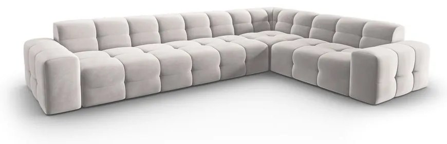 Ъглов диван от светлосиво кадифе (десен ъгъл) Kendal - Micadoni Home