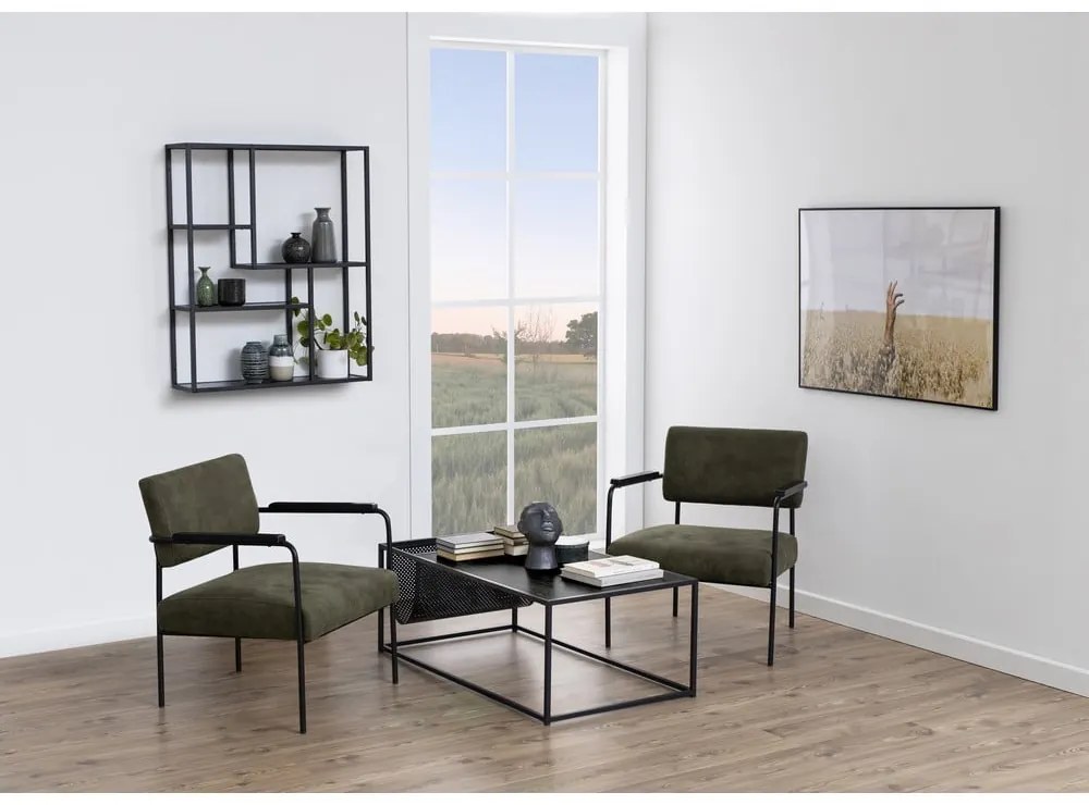 Черна стенна библиотека от декор от ясен 75x91 cm Seaford – Actona