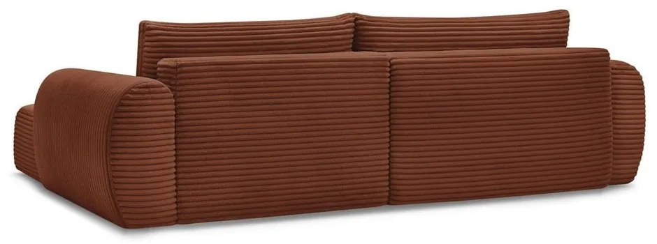 Разтегателен ъглов диван от рипсено кадифе в тухлен цвят (десен ъгъл) Lucien – Bobochic Paris