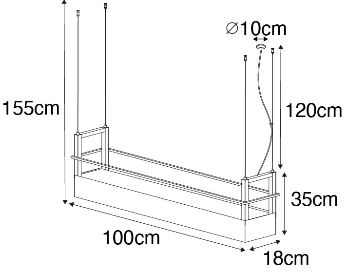 Индустриална висяща лампа черна с рафт 4-светлина GU10 - Cage Rack
