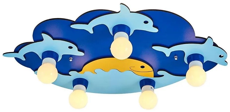 Детско таванно осветително тяло LUCCA 5xE27/24W/230V синьо