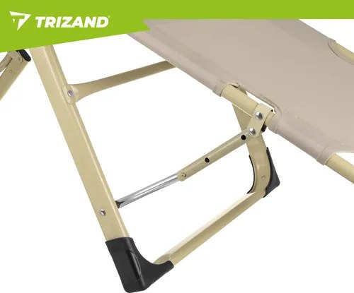 Сгъваем градински, плажен шезлонг с възглавница и облегалка за глава - златиста конструкция