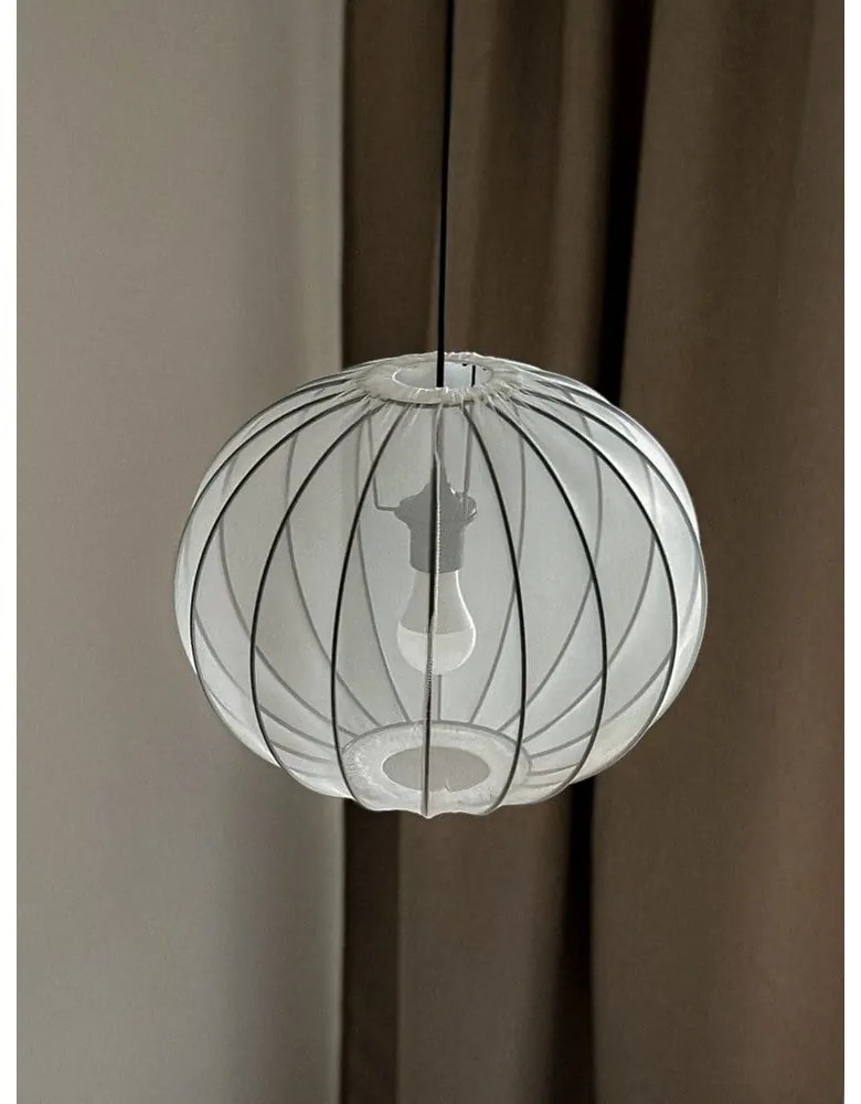 Бяло висящо осветително тяло с текстилен абажур ø 52 cm Mellow – Candellux Lighting