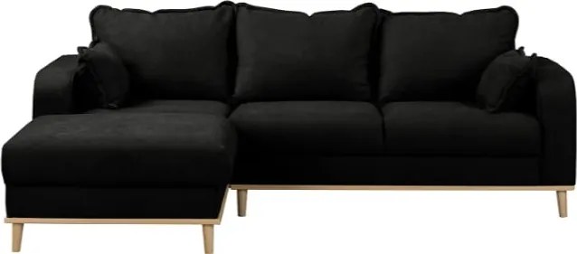 Черен ъглов диван (ляв ъгъл) Beata - Ropez