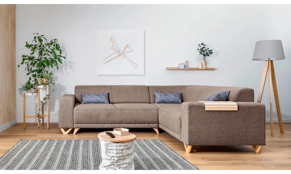 Кафяв разтегателен/с място за съхранение ъглов диван (десен ъгъл/L форма) Classy Sophie – Miuform