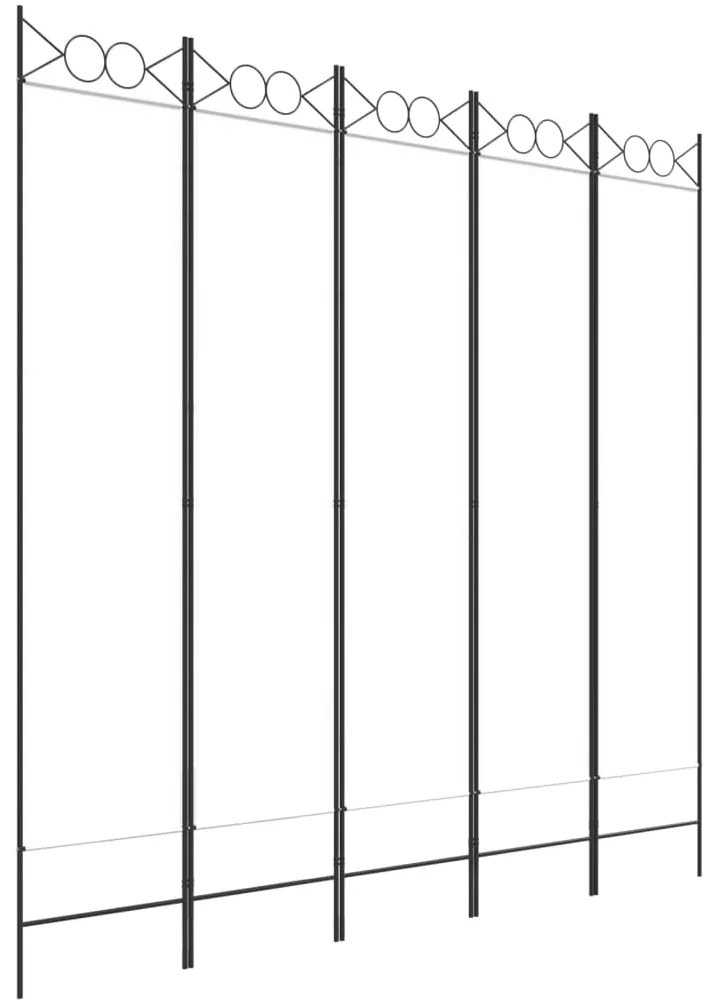 350154 vidaXL Параван за стая, 5 панела, бял, 200x200 см, текстил