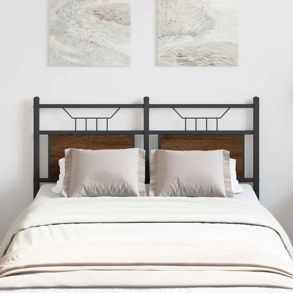 4106872 vidaXL Резервна табла за легло, кафяв дъб, 120 см, инженерно дърво и стомана