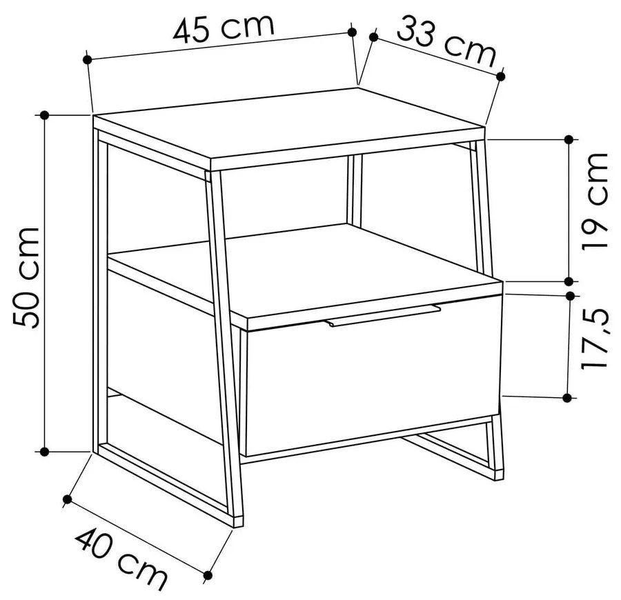 Бежово нощно шкафче с рафтове Pal - Kalune Design