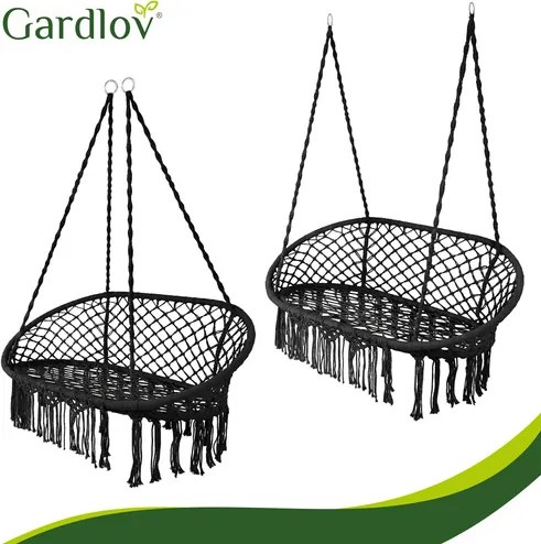 Двойна градинска люлка тип щъркелово гнездо Gardlov – Черна