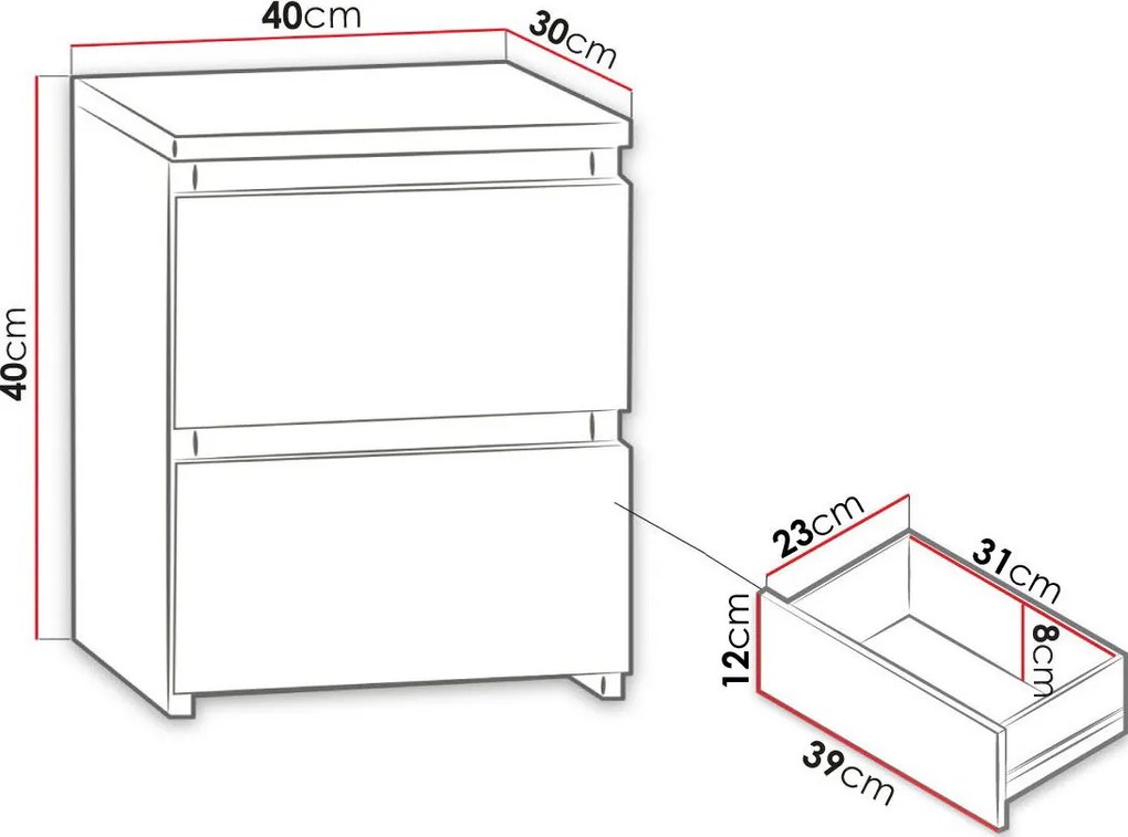 Нощно шкафче Malwa II-White