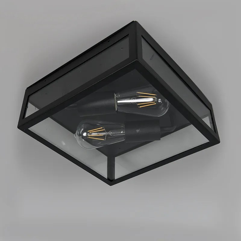 Индустриална външна таванна лампа черна 2-светлина - Ротердам