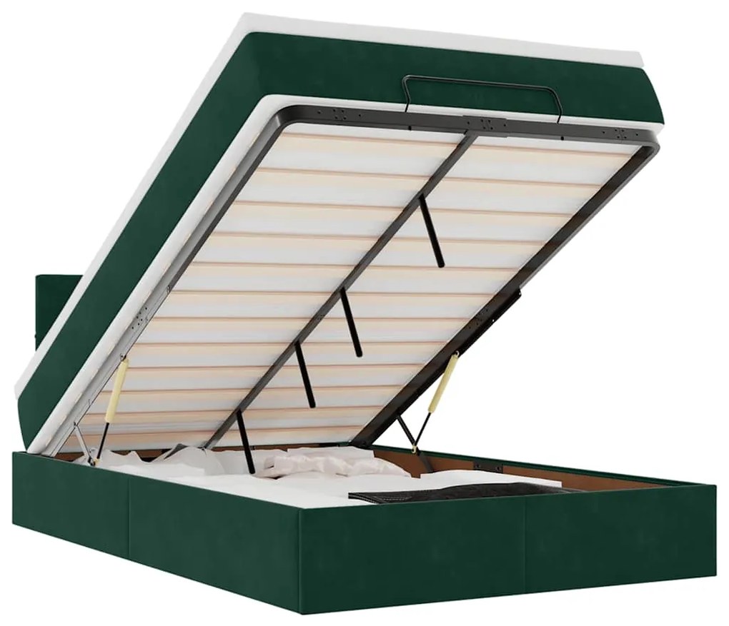 3311762 vidaXL Османска легло с матрак, тъмнозелено, 120x190 см, кадифе