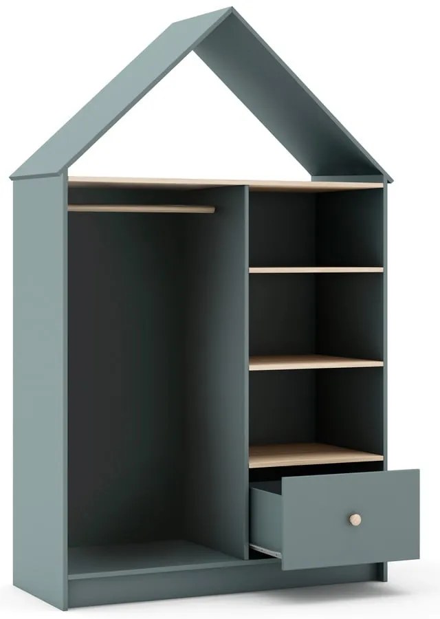 Отворен детски гардероб сиво-зелен 110x180x45 cm Estefania – Marckeric