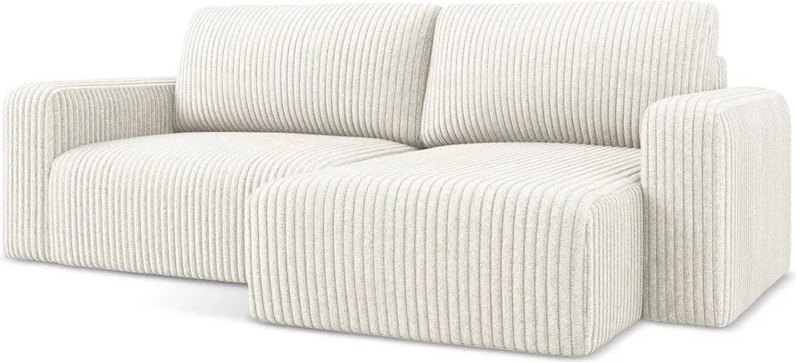 Кремав сгъваем/с място за съхранение ъглов диван от рипсено кадифе (десен ъгъл) Kona – Makamii