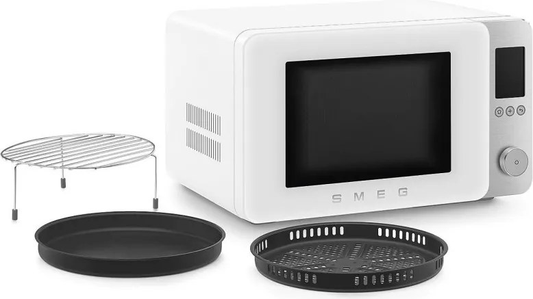 Комбинирана микровълнова фурна с горещ въздух SMEG Collezione MOC02WHMEU, 900W, 27 л, 25 програми, Плавно затваряне, Индивидуални настройки, Бял мат