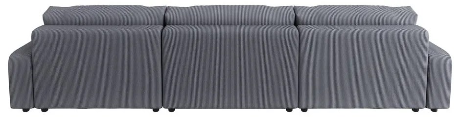 Тъмносив ъглов диван с място за съхранение от рипсено кадифе Sara – Ropez