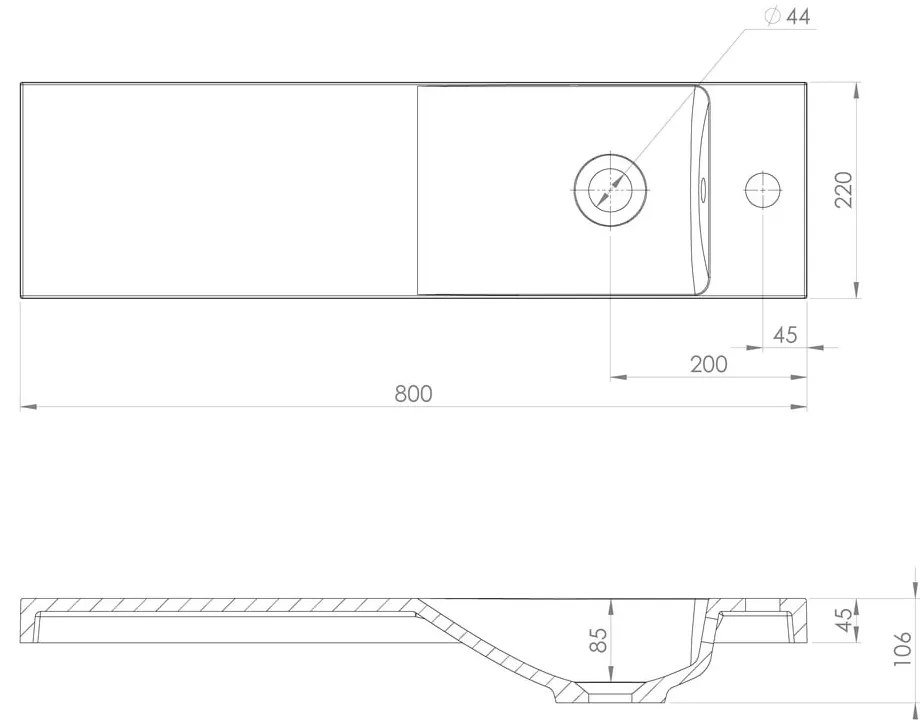 Бяла мивка от отлят мрамор 80x22 cm Agos – Sapho