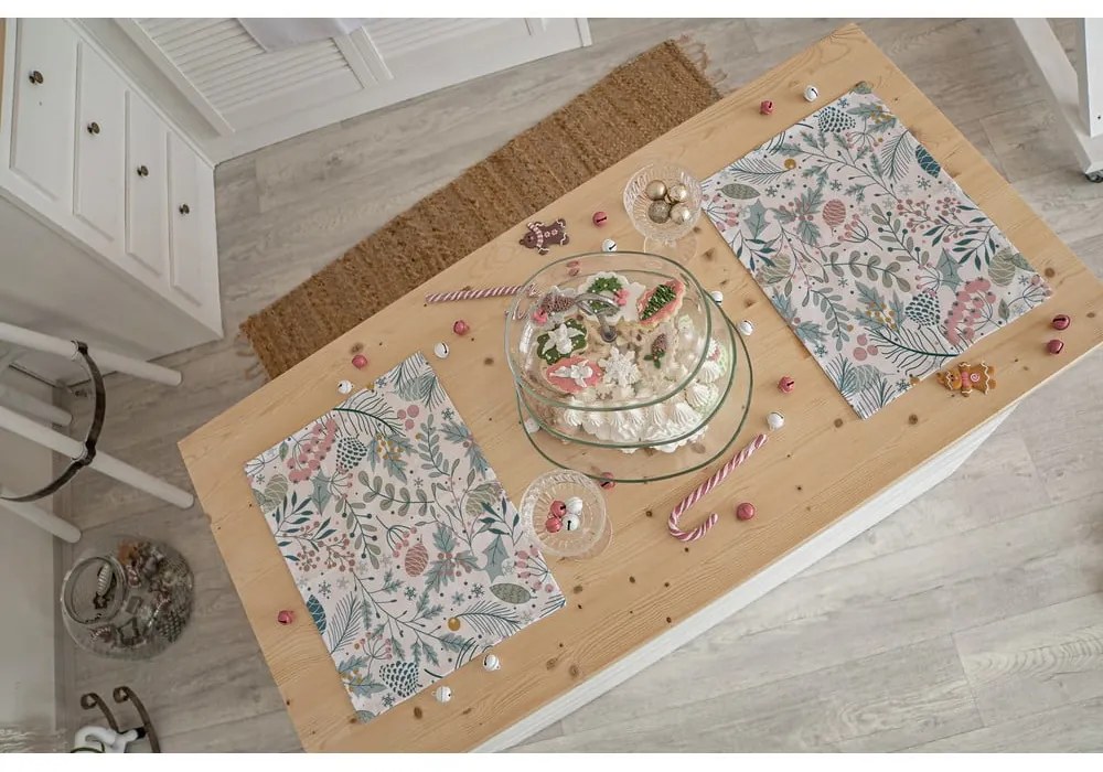 Коледни подложки от плат в комплект от 2 подложки 45x35 cm Pastel Christmas - Butter Kings