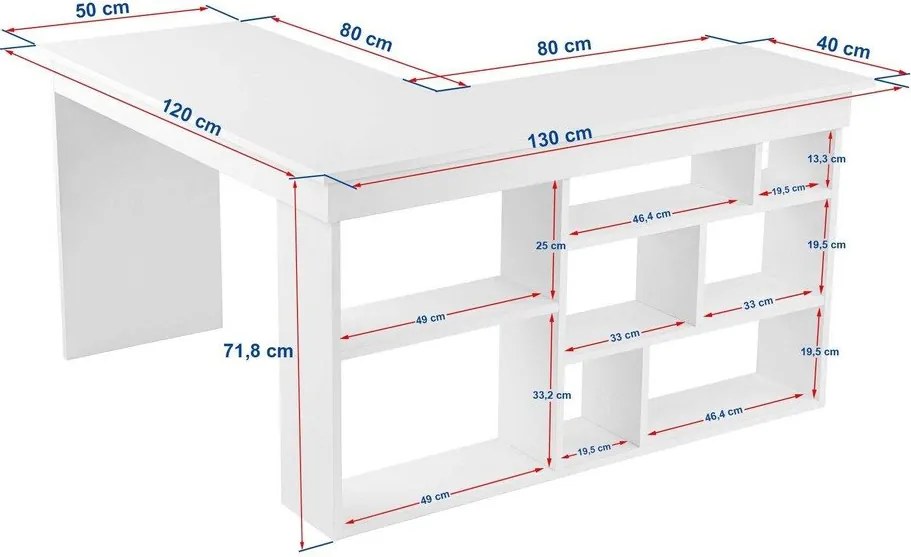 Работна маса с орехов декор 120x130 cm Vesper – Kalune Design