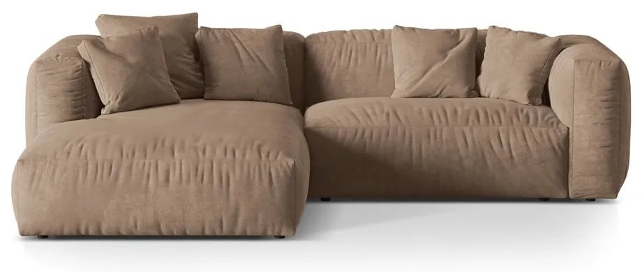 Светлокафяв кадифен модулен ъглов диван (ляв ъгъл) Martina – Micadoni