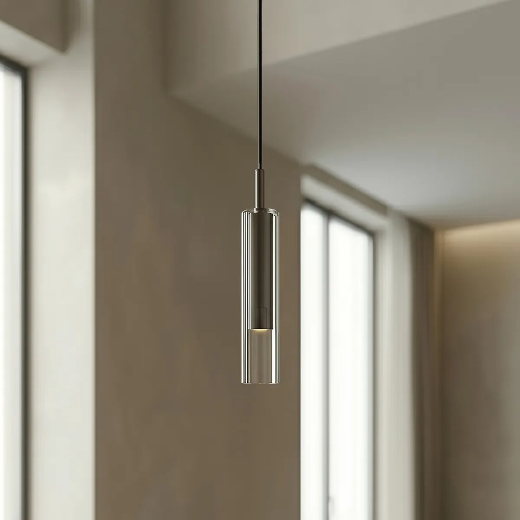 Модерен прожектор от ковано желязо с прозрачно стъкло за 1-фазна релсова система - Slimline Loyce