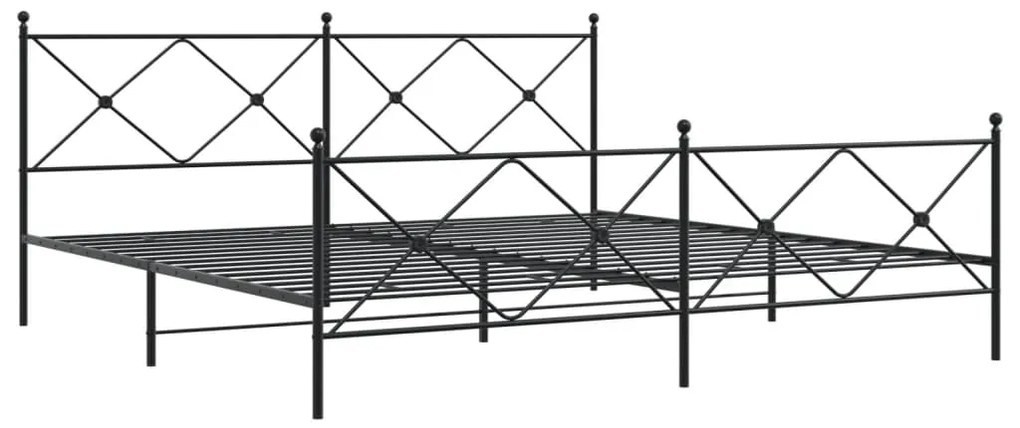 376526 vidaXL Метална рамка за легло с горна и долна табла, черна, 193x203 см