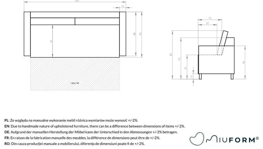Тюркоаз разтегателен диван 225 cm Charming Charlie – Miuform